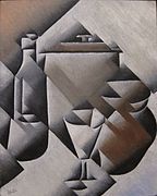 'Jar, Bottle and Glass' by Juan Gris, oil on canvas, 1911, Museum of Modern Art.JPG