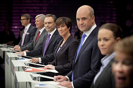The final 2010 Swedish General election debate on SVT. w:Swedish_general_election,_2010
