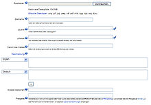 Bildschirmfoto des Hochladeformulars