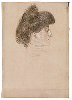 Gustav Klimt (1862 - 1918) Frauenkopf im Profil nach rechts, 1897-98.jpg